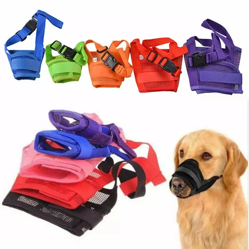 Pet Dog NO Bite Adjustable Mask Breathable Bark Bite Mesh Mouth Muzzle Grooming Anti Stop Chewing Anti Bark anti Bite  S-XXL