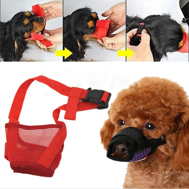 Pet Dog NO Bite Adjustable Mask Breathable Bark Bite Mesh Mouth Muzzle Grooming Anti Stop Chewing Anti Bark anti Bite  S-XXL