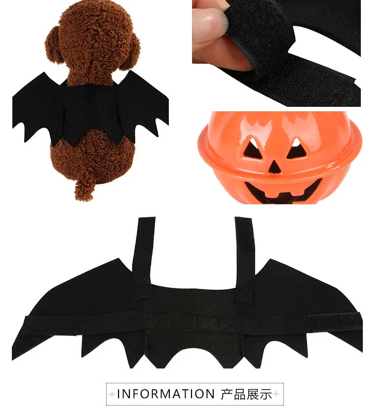 2020 New Halloween Pet Dog Costumes Clothing Black Bat Wings Pet Gift Dress Vampire Black Cute Fancy Halloween Pet Costumes