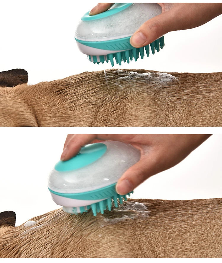 Pet Dog Cat Bath Brush 2-in-1 Pet SPA Massage Comb Soft Silicone Pet Shower Hair Grooming Cmob Dog Cleaning Tool Pet Supplies