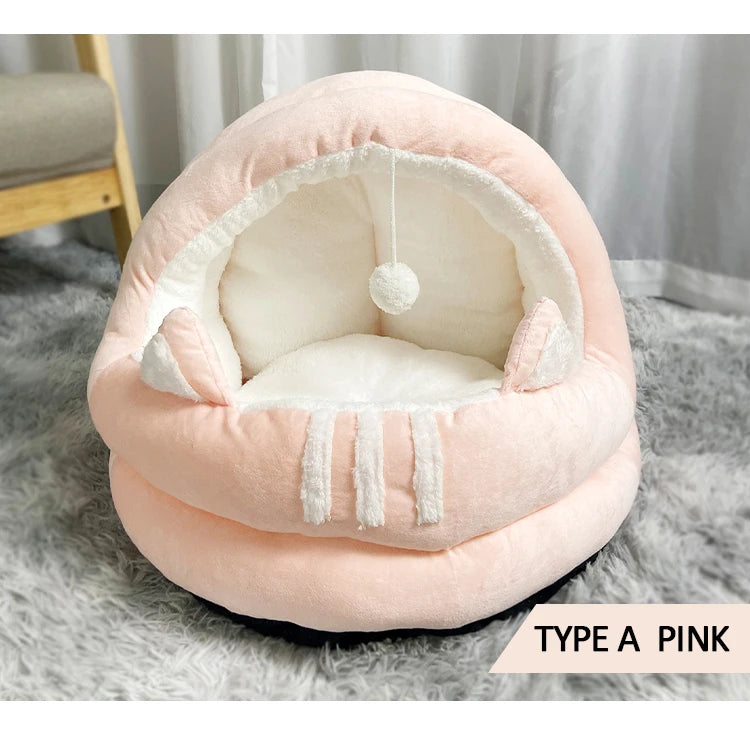 Deep sleep Warm comfort cozy cave beds in winter cat bed little mat basket Long Plush cat's house products pets dog tent Indoor