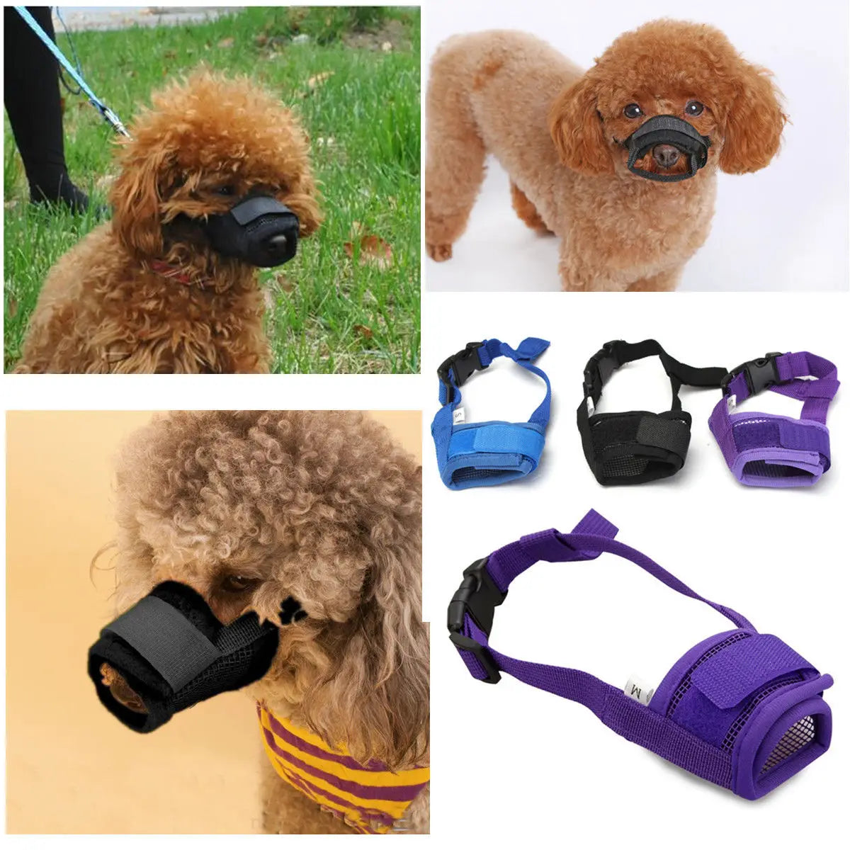 Pet Dog NO Bite Adjustable Mask Breathable Bark Bite Mesh Mouth Muzzle Grooming Anti Stop Chewing Anti Bark anti Bite  S-XXL