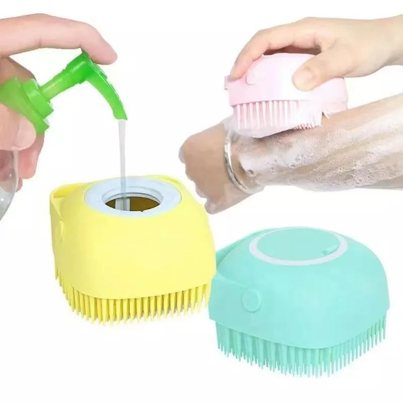 Pet Dog Cat Bath Brush 2-in-1 Pet SPA Massage Comb Soft Silicone Pet Shower Hair Grooming Cmob Dog Cleaning Tool Pet Supplies