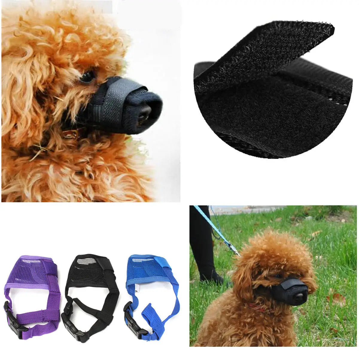 Pet Dog NO Bite Adjustable Mask Breathable Bark Bite Mesh Mouth Muzzle Grooming Anti Stop Chewing Anti Bark anti Bite  S-XXL