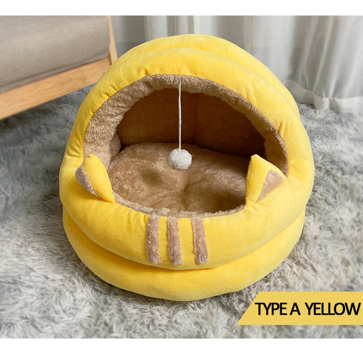 Deep sleep Warm comfort cozy cave beds in winter cat bed little mat basket Long Plush cat's house products pets dog tent Indoor