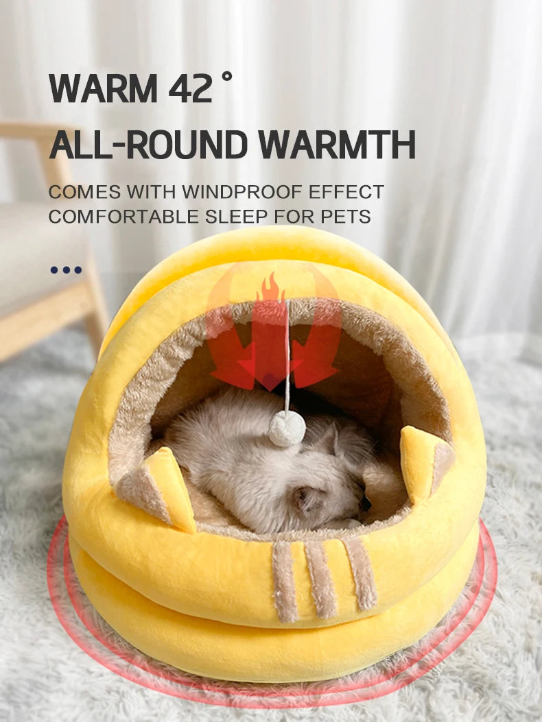 Deep sleep Warm comfort cozy cave beds in winter cat bed little mat basket Long Plush cat's house products pets dog tent Indoor