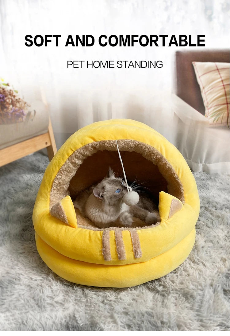 Deep sleep Warm comfort cozy cave beds in winter cat bed little mat basket Long Plush cat's house products pets dog tent Indoor