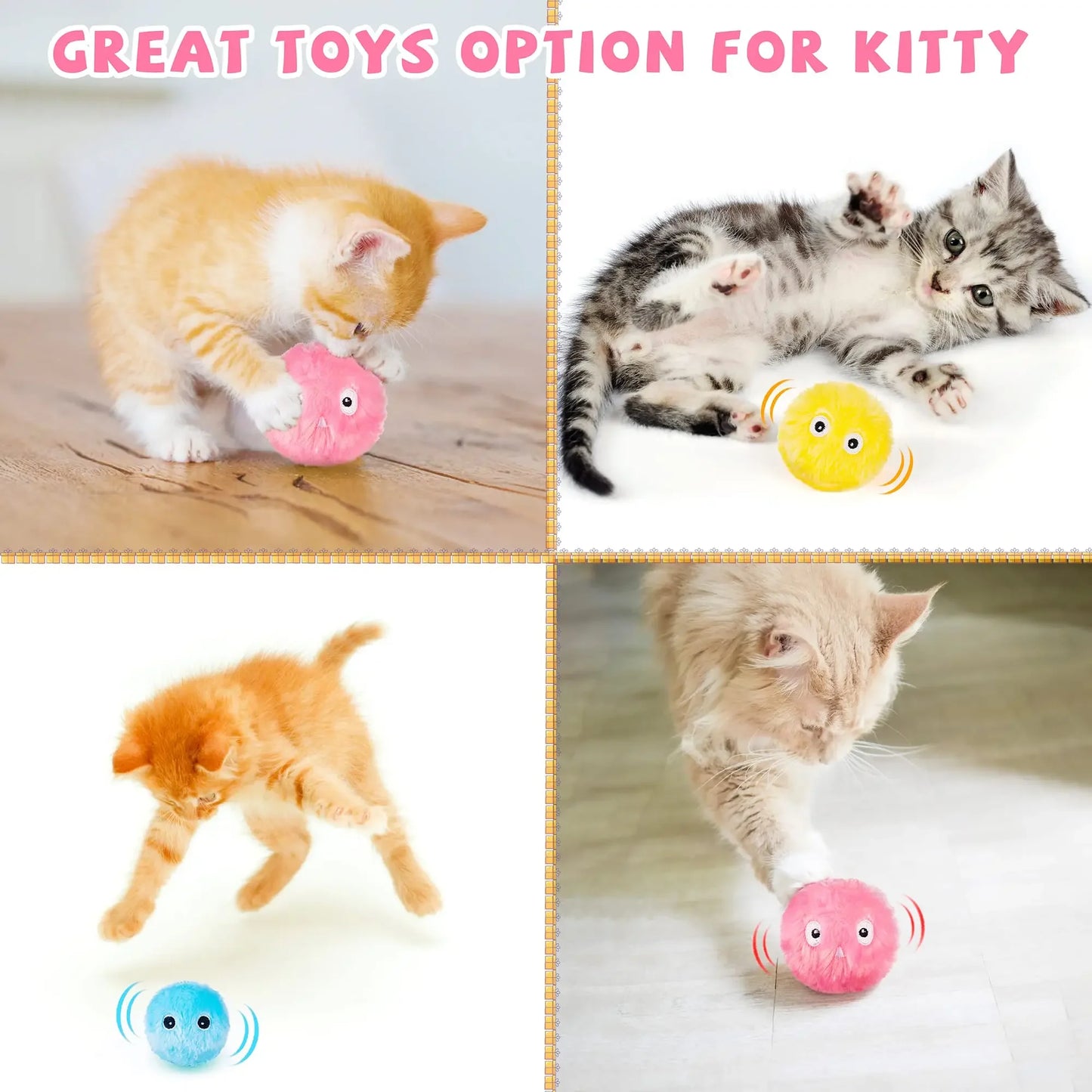 Interactive Ball Smart Cat Toys Plush Electric Catnip Training Toy Kitten Touch Sounding Pet Product Squeak Toy Ball