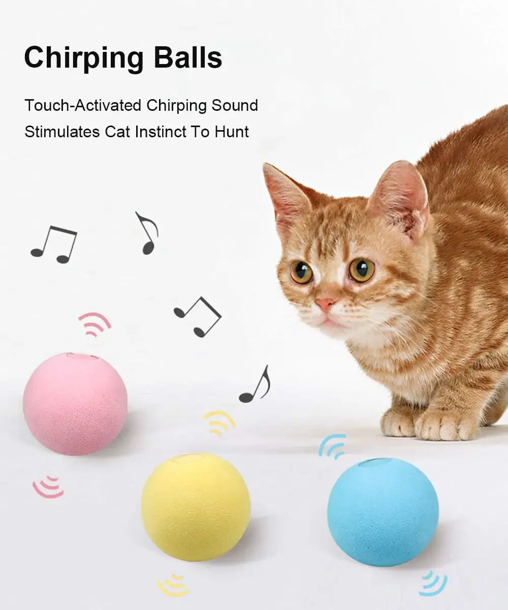 Interactive Ball Smart Cat Toys Plush Electric Catnip Training Toy Kitten Touch Sounding Pet Product Squeak Toy Ball