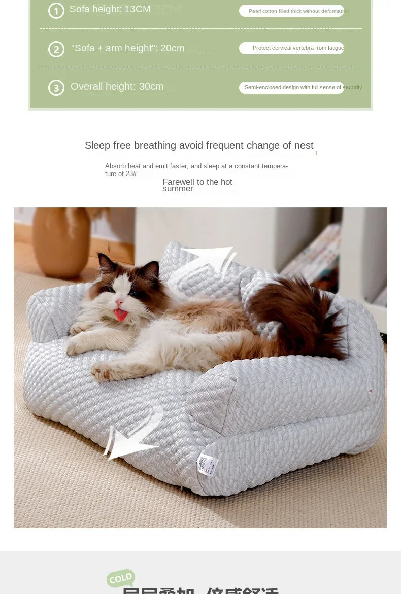 Pet Sofa Wholesale Four Seasons General Can Be Removed and Washed Cat Bed Dog Waterproof Breathable Ice Silk Supplies Cat Kennel