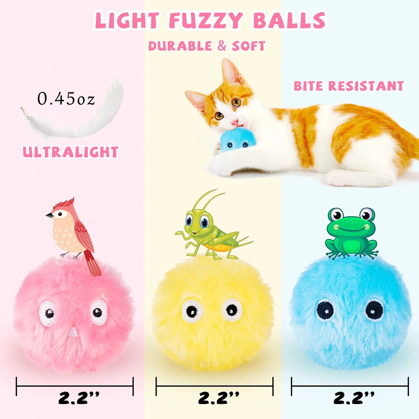 Interactive Ball Smart Cat Toys Plush Electric Catnip Training Toy Kitten Touch Sounding Pet Product Squeak Toy Ball