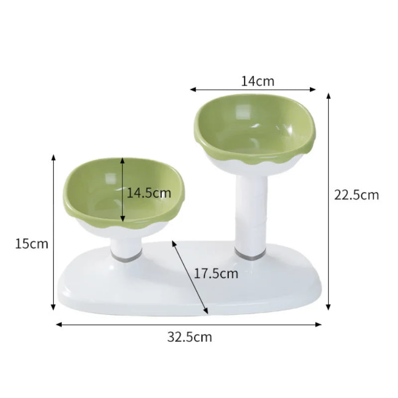 Cat Food and Water Bowl Set Height Adjustable Pet Feeding Cat Bowl for Food and Water Large Capacity Pet Feeder Pet Bowls