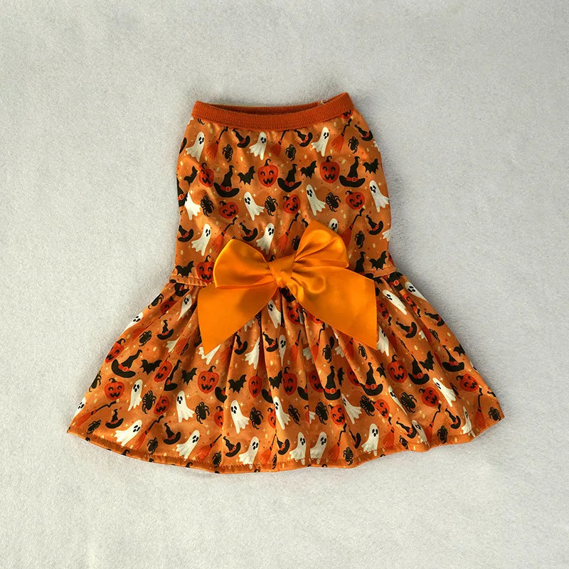 Halloween Dog pumpkin Clothes Chihuahua Yorkie Dress Funny Pet Clothing Dress Dog Costume Apparel Small Dogs Pet Supplies