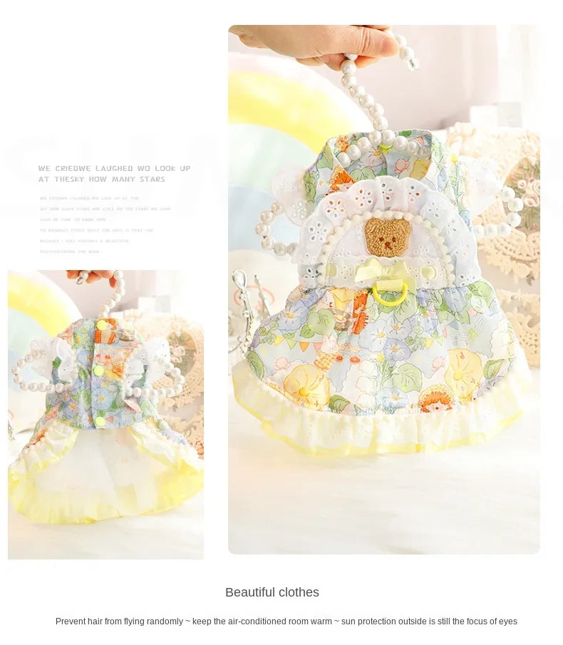 New Dog Clothes Spring/Summer Thin Cat Hair Resistant Princess Dress Milk Bear Fructose Lolita Small Dog Teddy Pet