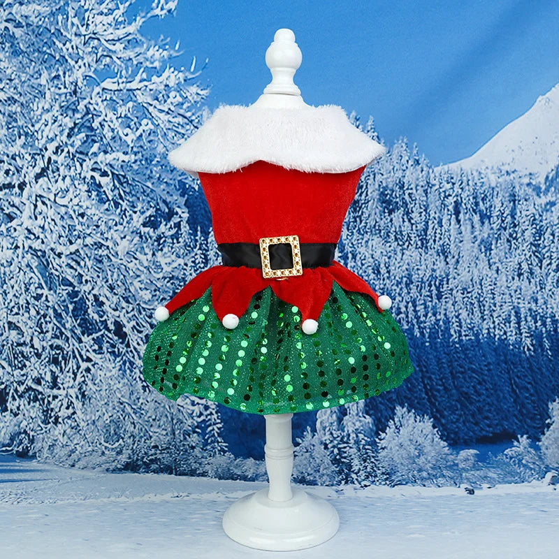 New Christmas Pet Clothing, Holiday Party Dress Up, Dog Clothing, Skirt, Pet Clothing