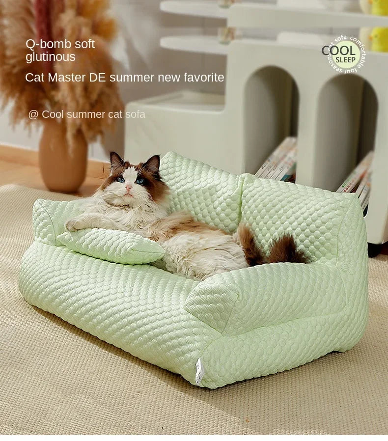 Pet Sofa Wholesale Four Seasons General Can Be Removed and Washed Cat Bed Dog Waterproof Breathable Ice Silk Supplies Cat Kennel