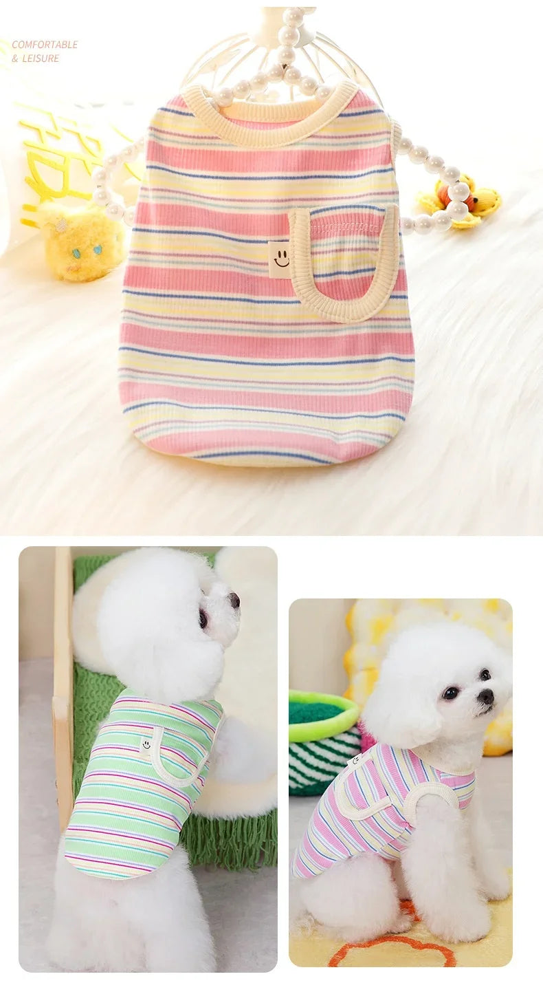 Dog Clothes Spring/Summer Thin Cat Princess Vest Cute Pocket Cotton Soft Miniature Dog Teddy Pet