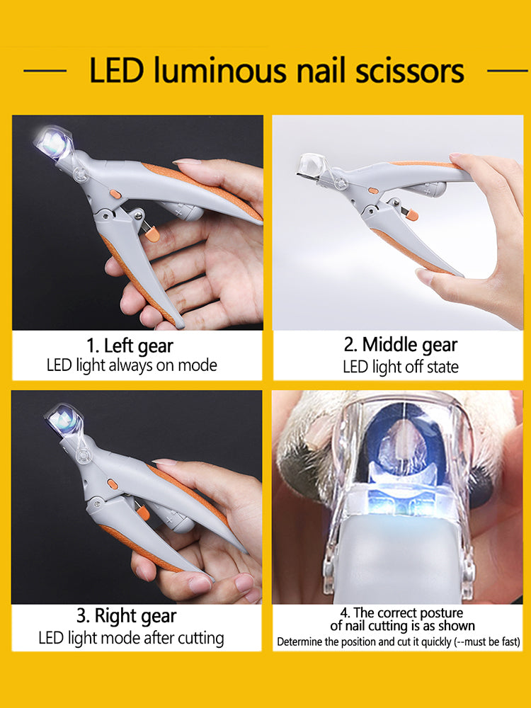 Professional Pet Nail Clipper Scissors Pet Dog Cat Nail Toe Claw Clippers Scissor LED Light Nail Trimmer for Animals Pet Supplie