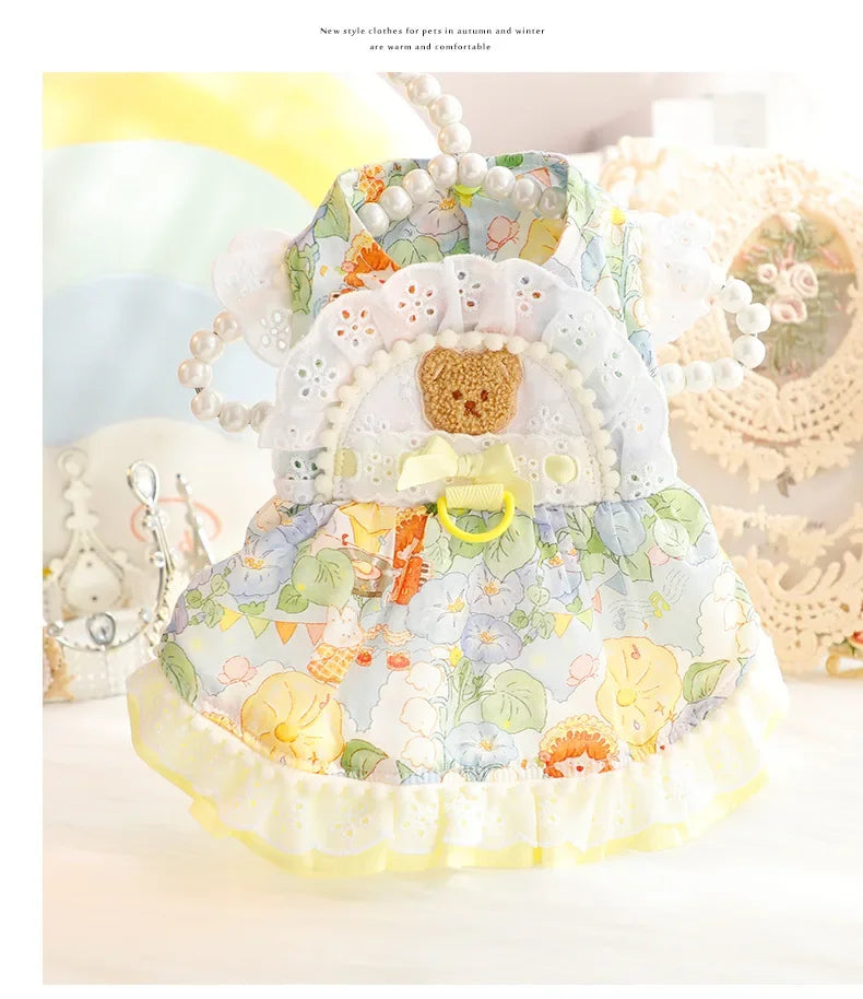 New Dog Clothes Spring/Summer Thin Cat Hair Resistant Princess Dress Milk Bear Fructose Lolita Small Dog Teddy Pet