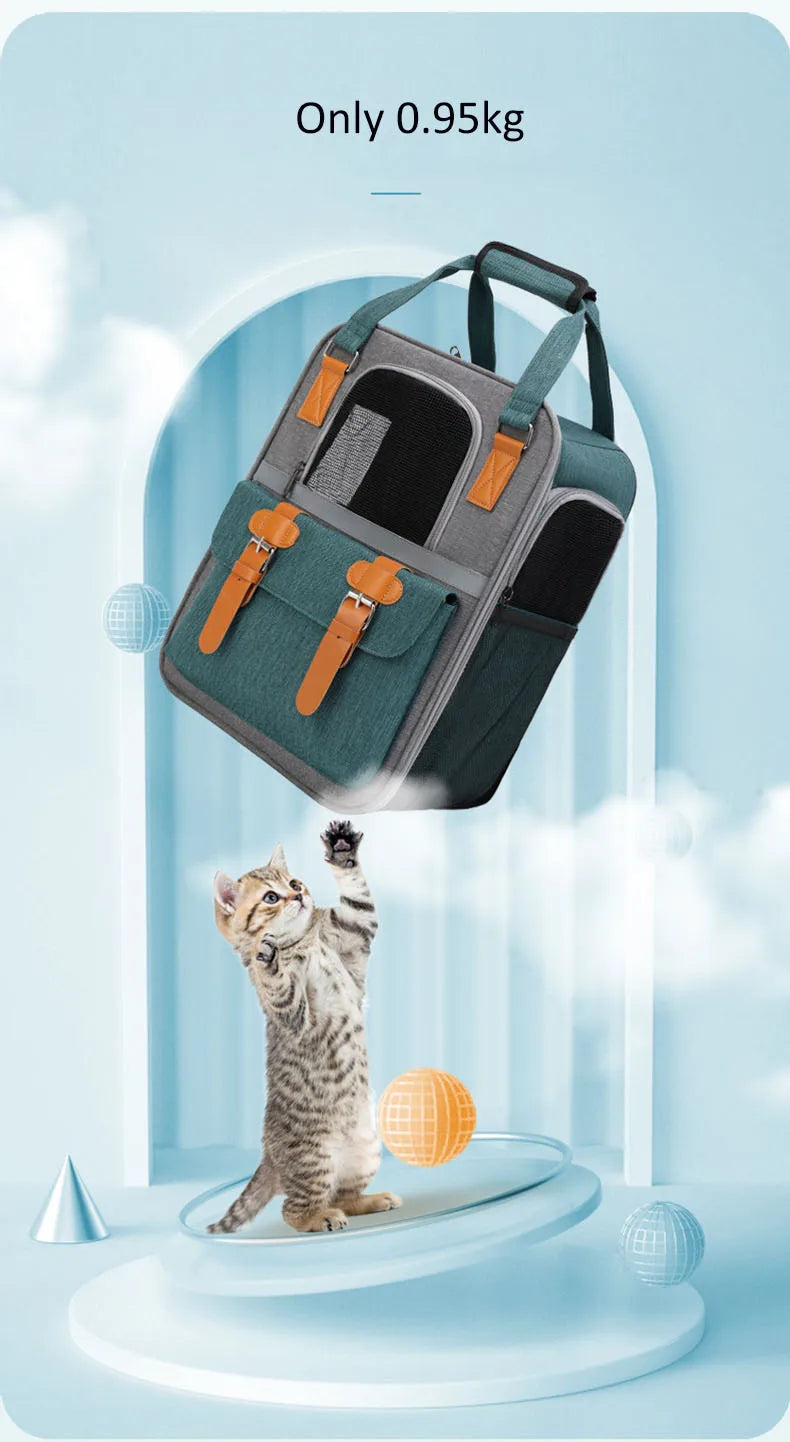 0- 10 KG CAT Pet Carriers Breathable Mesh Dog Backpack Foldable Large Capacity Cat Carrying Bag Outdoor Travel Pet Supplies bag