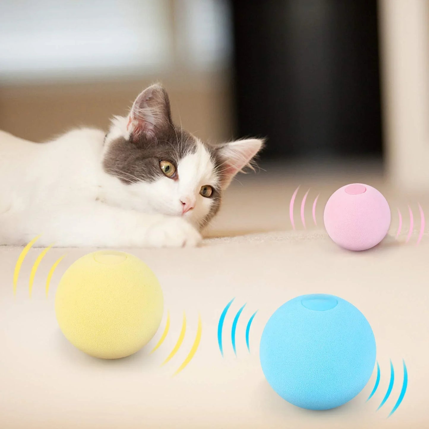 Interactive Ball Smart Cat Toys Plush Electric Catnip Training Toy Kitten Touch Sounding Pet Product Squeak Toy Ball