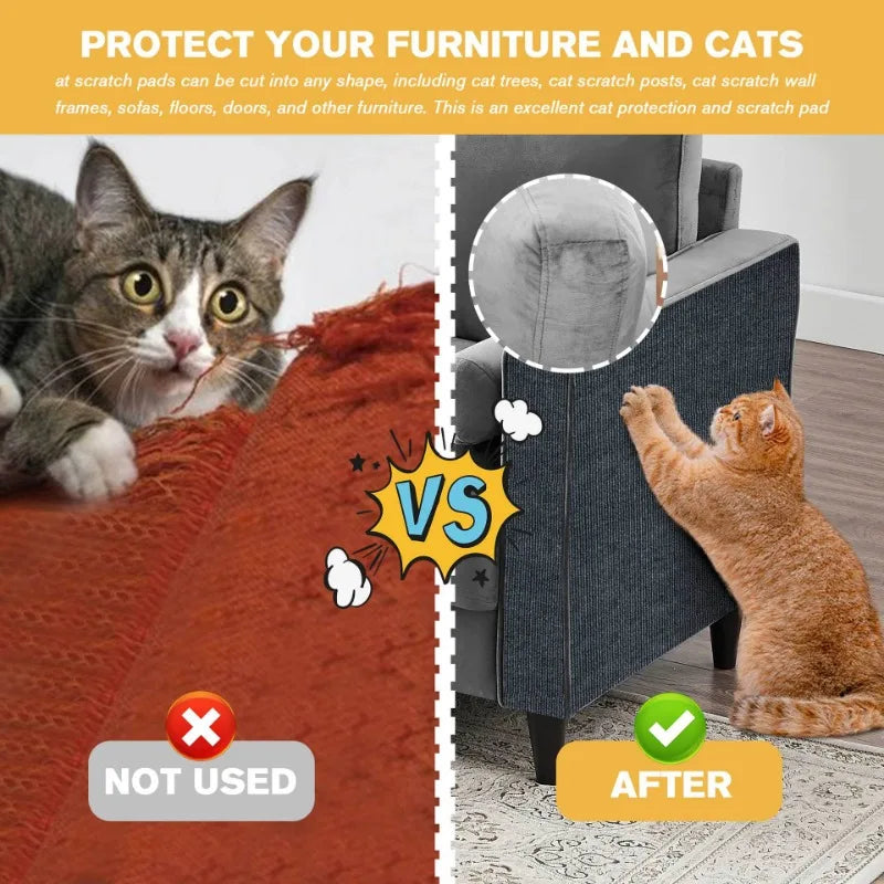 Self-Adhesive Carpet Cats Scratch Board Wall Anti Cat Scratch Sofa Diy Cats Scratch Board Sofa Protection Paws Sharpen Trimmable