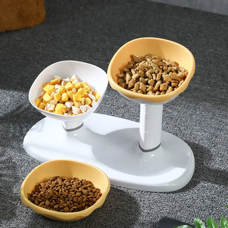 Cat Food and Water Bowl Set Height Adjustable Pet Feeding Cat Bowl for Food and Water Large Capacity Pet Feeder Pet Bowls