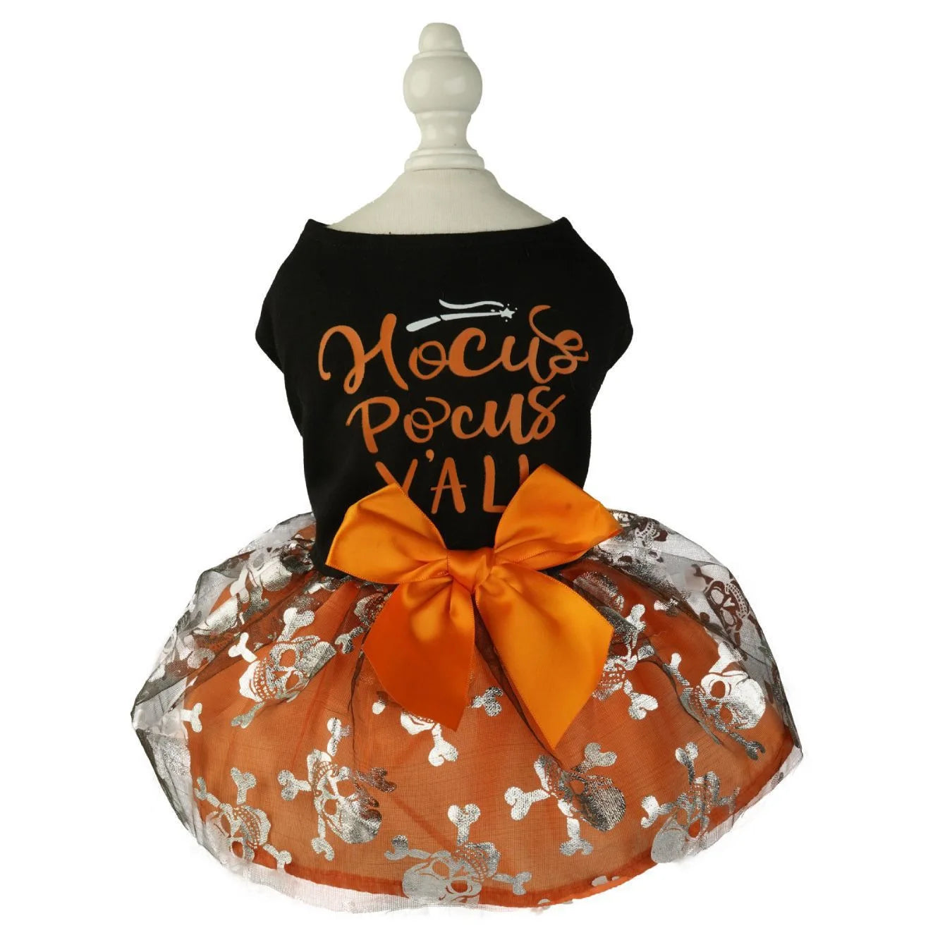 Halloween Dog Pumpkin Clothes dress Funny Pet Dress  Print Bow Mesh Dress Pet Party Clothing Cat Dog Chihuahua Yorkie Costume