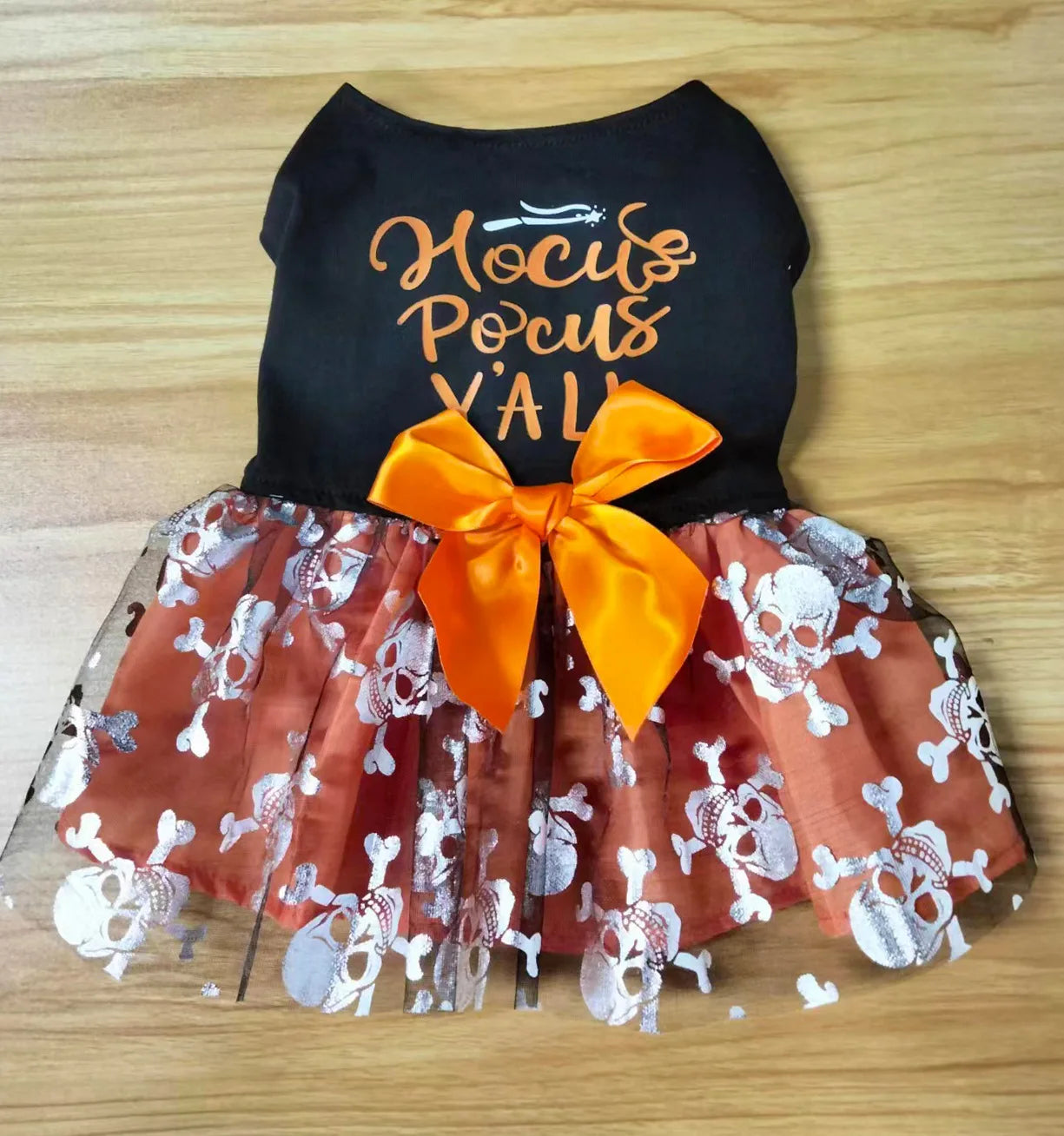 Halloween Dog Pumpkin Clothes dress Funny Pet Dress  Print Bow Mesh Dress Pet Party Clothing Cat Dog Chihuahua Yorkie Costume