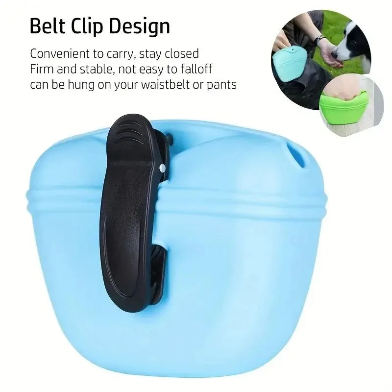 Silicone Pet Dog Training Waist Bag Portable Food Reward Storage Bag Puppy Treat Pouch with Magnetic Clip Pet Outing Supplies