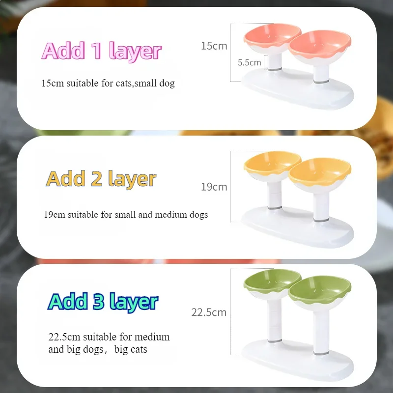 Cat Food and Water Bowl Set Height Adjustable Pet Feeding Cat Bowl for Food and Water Large Capacity Pet Feeder Pet Bowls