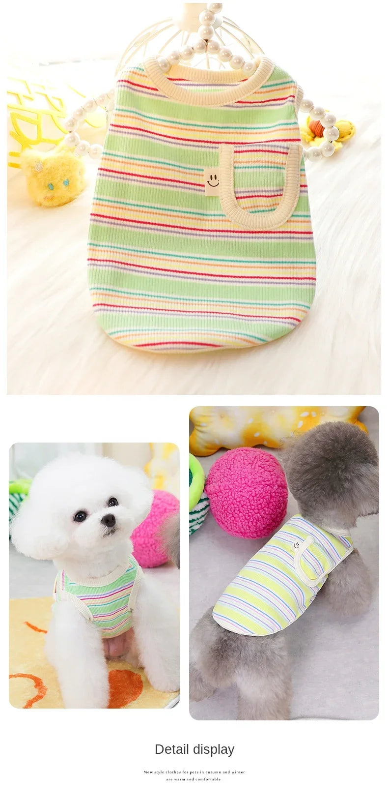 Dog Clothes Spring/Summer Thin Cat Princess Vest Cute Pocket Cotton Soft Miniature Dog Teddy Pet