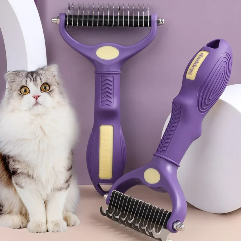 Dog Grooming Comb Pet Deshedding Brush Double-Sided Undercoat Rake for Dog Cat Shedding Comb Dematting Tool for Grooming