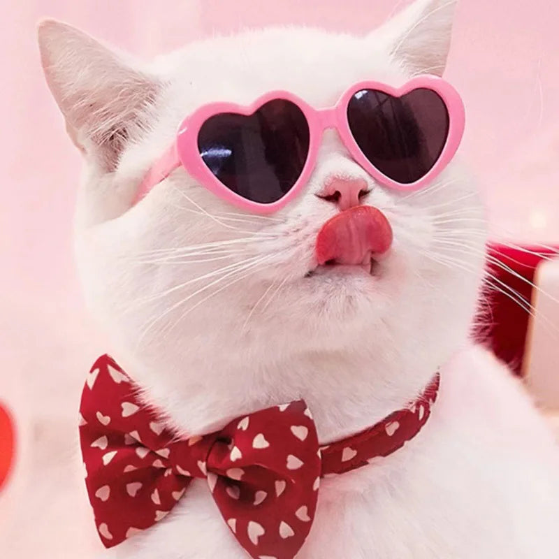 Dog Cats Glasses Heart Sunglasses Bows Pet Lovely Sunglasses for Pet Dogs Cat Yorkie Teddy Pet Hair Decor Photo Props