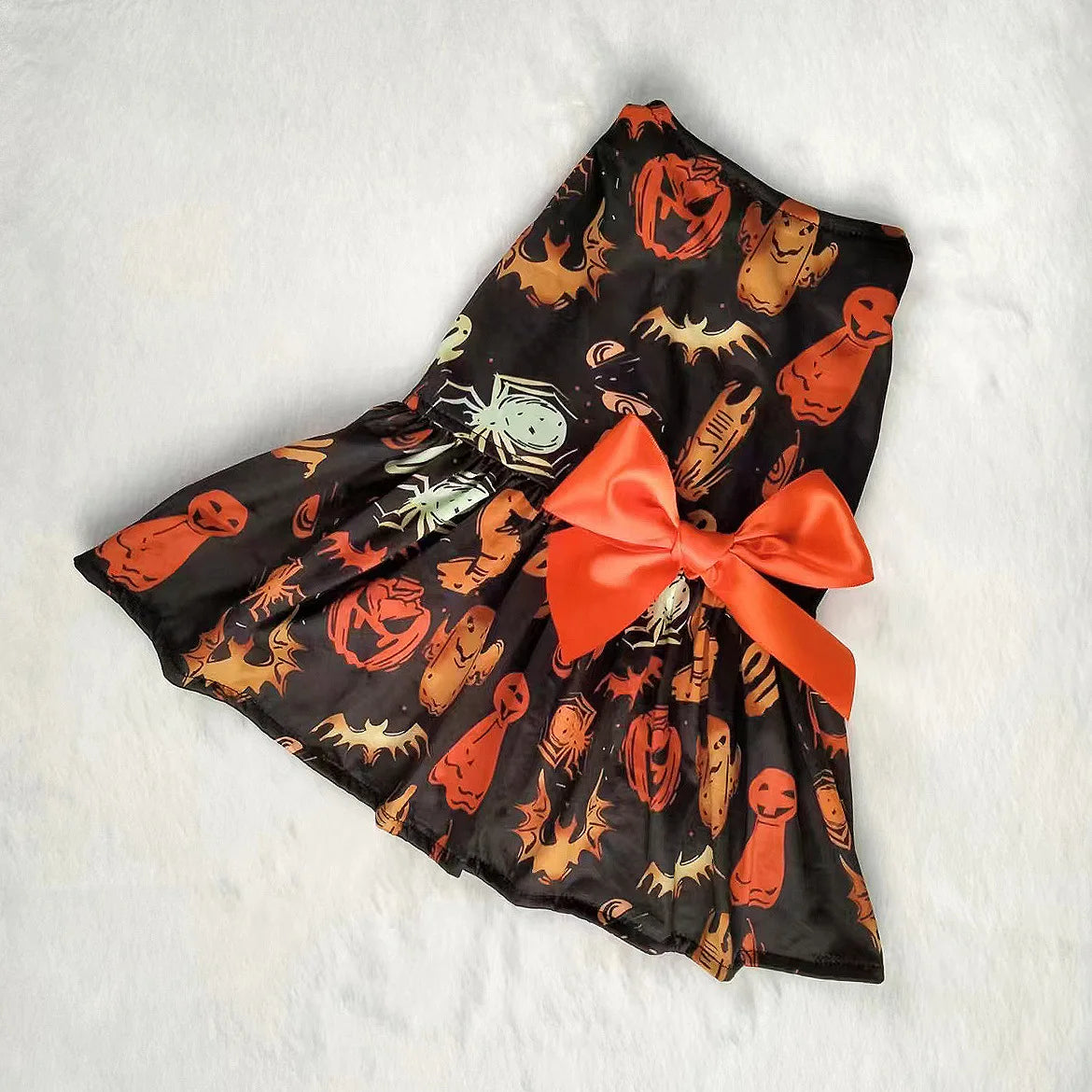 Funny Halloween small Dog Clothes Pet Dress Pumpkin Print Dress Chihuahua Yorkie Mesh Dress Pet Party Clothing Cat Dog Costume