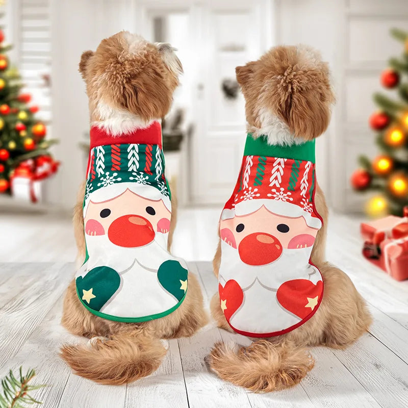 Autumn and Winter Christmas Pet Clothes Two-color Coat Pet Dog Clothes Into Holiday Pet Supplies