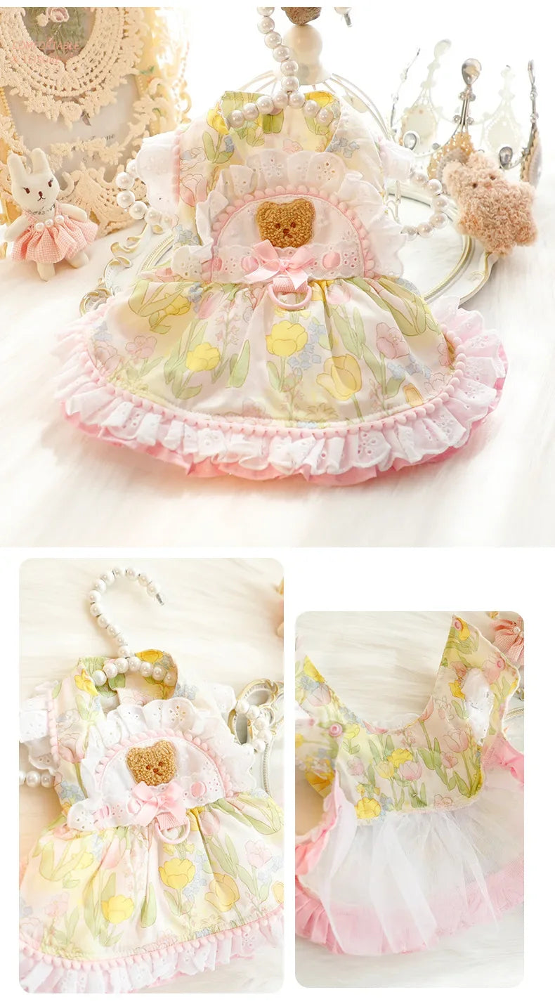 New Dog Clothes Spring/Summer Thin Cat Hair Resistant Princess Dress Milk Bear Fructose Lolita Small Dog Teddy Pet