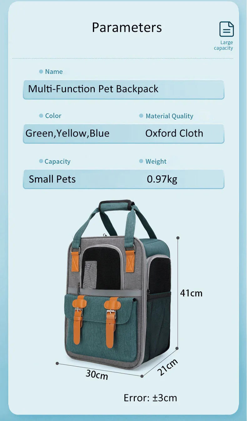 0- 10 KG CAT Pet Carriers Breathable Mesh Dog Backpack Foldable Large Capacity Cat Carrying Bag Outdoor Travel Pet Supplies bag