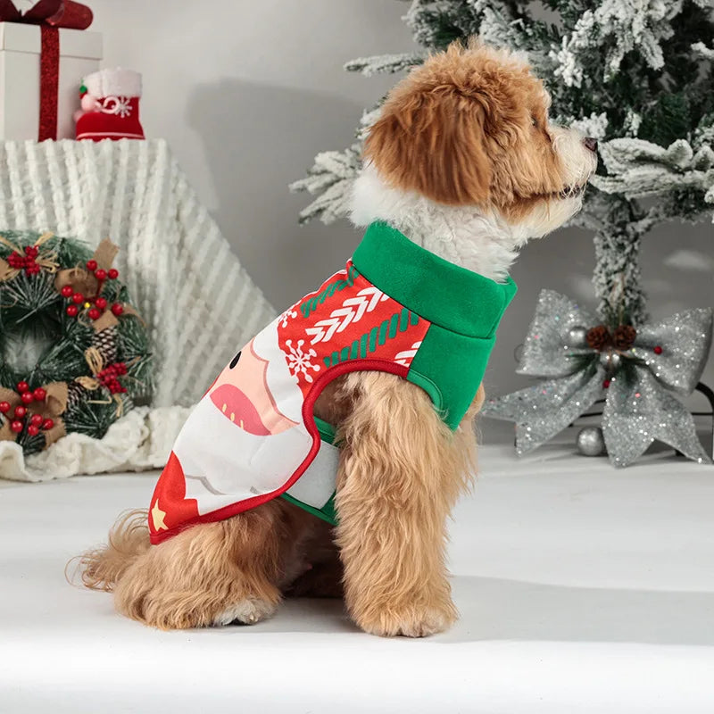 Autumn and Winter Christmas Pet Clothes Two-color Coat Pet Dog Clothes Into Holiday Pet Supplies