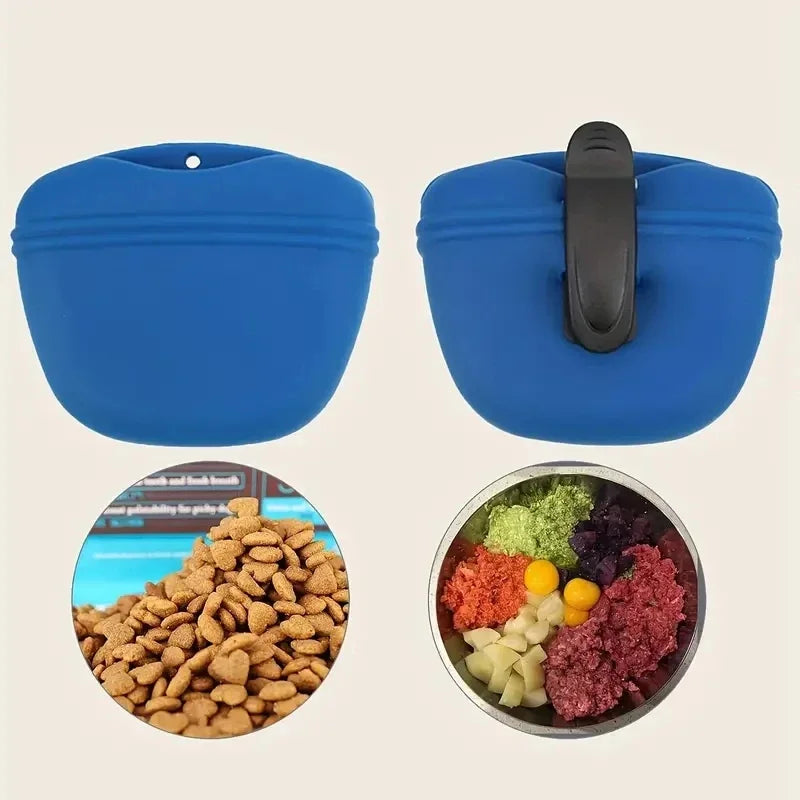 Silicone Pet Dog Training Waist Bag Portable Food Reward Storage Bag Puppy Treat Pouch with Magnetic Clip Pet Outing Supplies