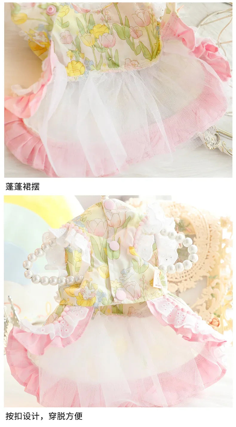 New Dog Clothes Spring/Summer Thin Cat Hair Resistant Princess Dress Milk Bear Fructose Lolita Small Dog Teddy Pet