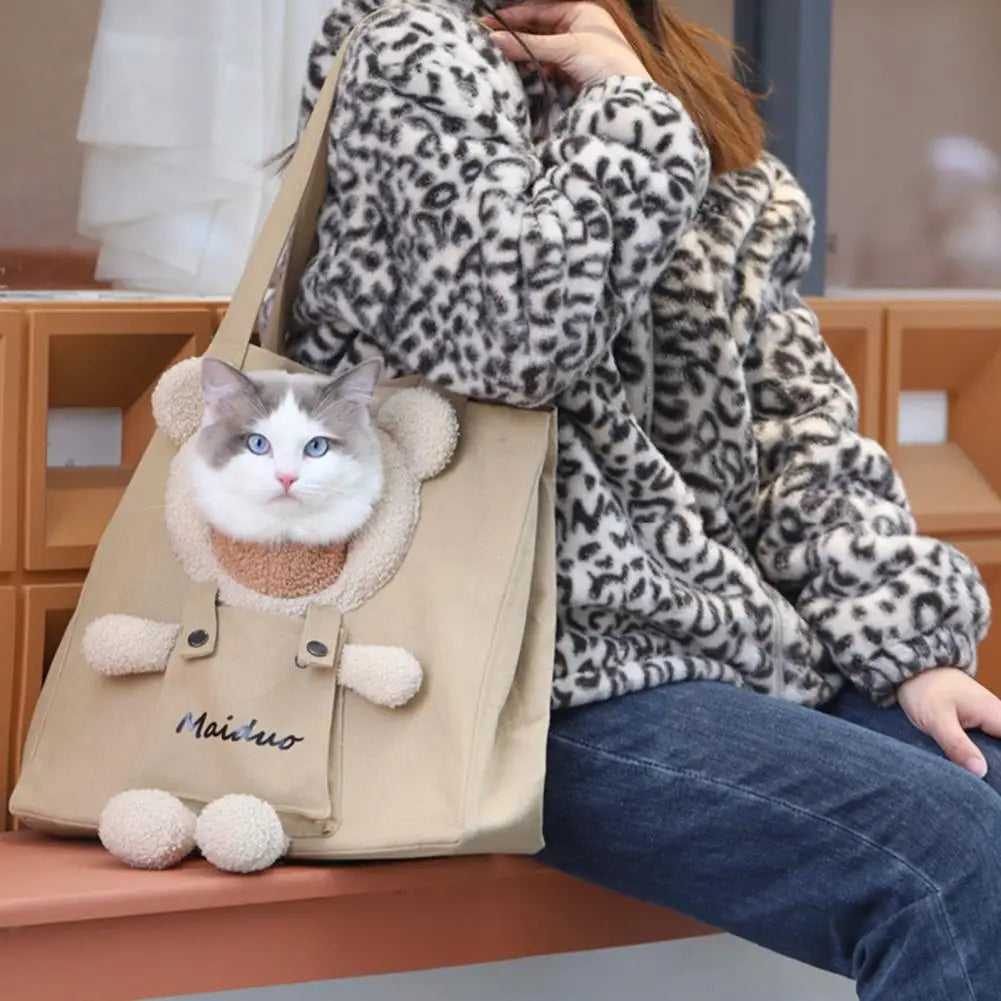 0-5KG Cat Carrier Canvas  BagTote Outdoor Transport Shoulder Bag for Small Dogs Handbag Pouch Puppy Carrier Travel Pet Carrier