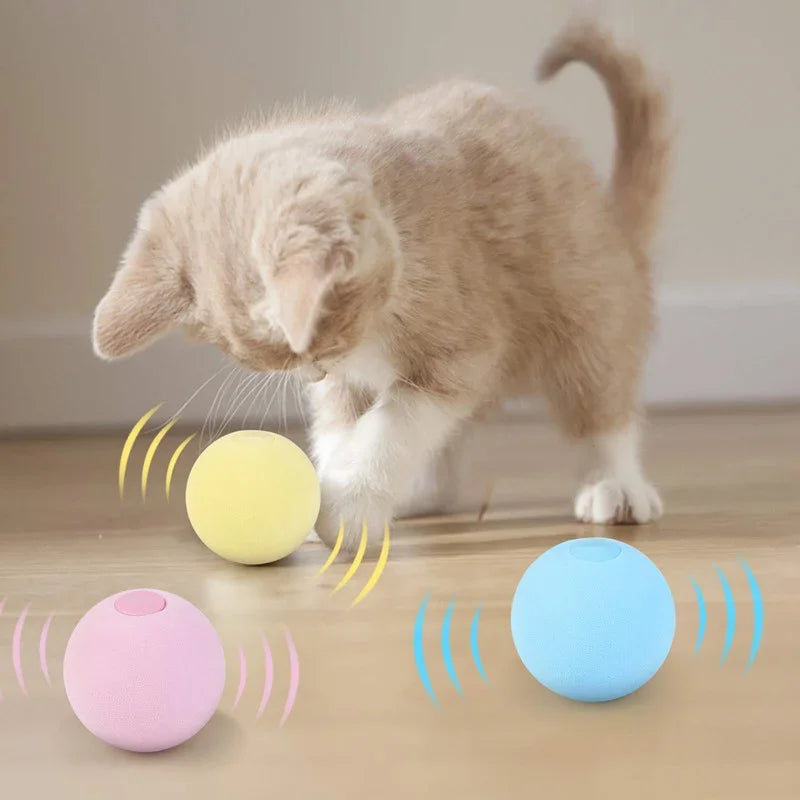 Interactive Ball Smart Cat Toys Plush Electric Catnip Training Toy Kitten Touch Sounding Pet Product Squeak Toy Ball