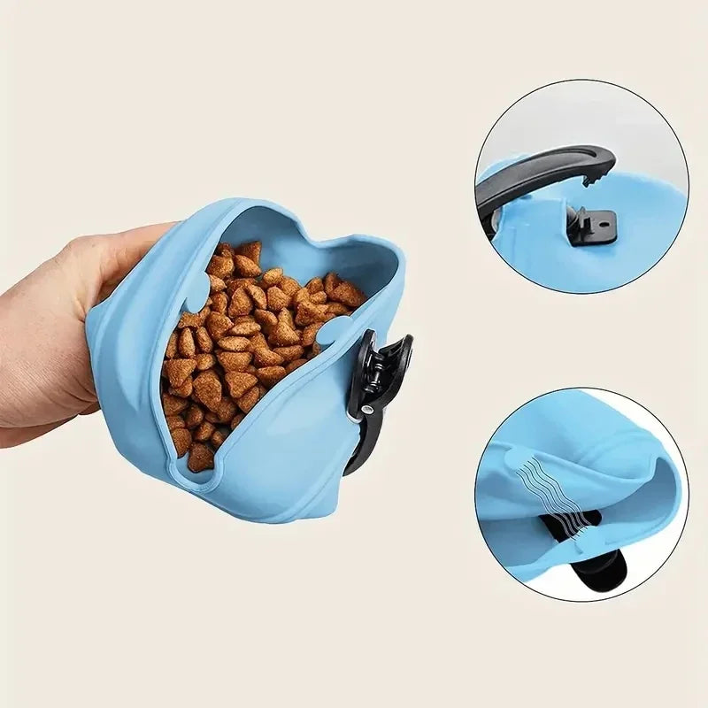 Silicone Pet Dog Training Waist Bag Portable Food Reward Storage Bag Puppy Treat Pouch with Magnetic Clip Pet Outing Supplies